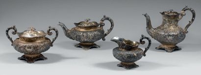 null Service à thé et à café en argent (925), composé d'une cafetière, d'une théière,...