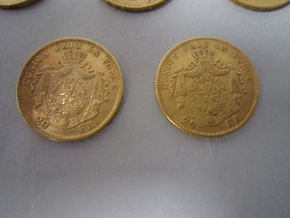 BELGIQUE 
11 Pièces de 20 francs or, 1869 (x 2), 1870, 1871 (x 2), 1874 (x 2), 1875,...