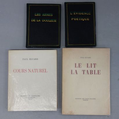 ÉLUARD (Paul) Le lit. La table. Genève, Les Trois Collines, 1944; gr. in-8 demi-chag....