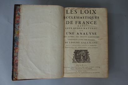 null HERICOURT Les Lois Ecclesiastiques de France. Paris, Mariette, 1721. In folio...