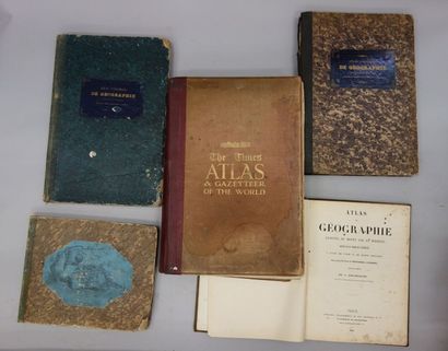 null Lot de cinq atlas reliés: - A. DELAMARCHE. Atlas de géographie ancienne, du...