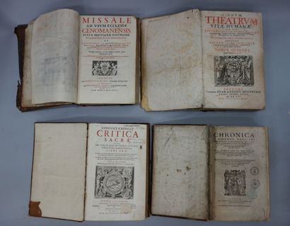 null Quatre volumes in-folio, reliés: - J. NAUCLERI. Chronica, 1679. - Theatrum Humanum,...