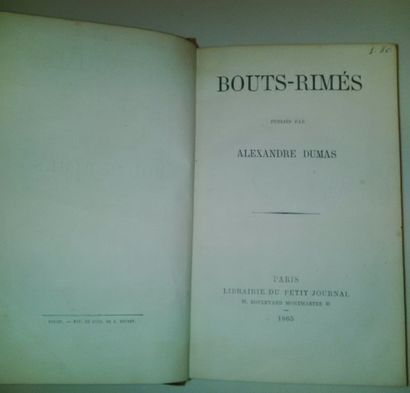 Alexandre DUMAS (1802-1870) Bouts-rimés. Lib. du Petit Journal, Paris, 1865. In-12,...