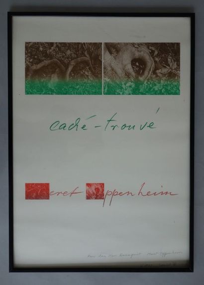 Meret Oppenheim Caché-trouvé. Lithographie offset en couleurs. Datée 1971 et dédicacée...