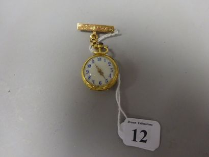 null Petite montre de col en or jaune (750), couvercle à décor ciselé de rinceaux,...