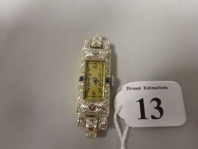 null Boîtier de montre bracelet de dame en or jaune (750) et platine (950) de forme...