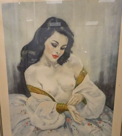 null Yves Diey (1892-1984)
Femme aux seins nus
Lithographie en couleur
Signée en...