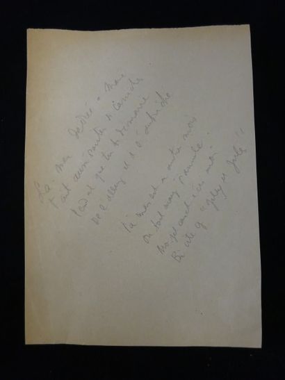JEAN COCTEAU Poésie autographe; une page in-8 écrite au crayon.