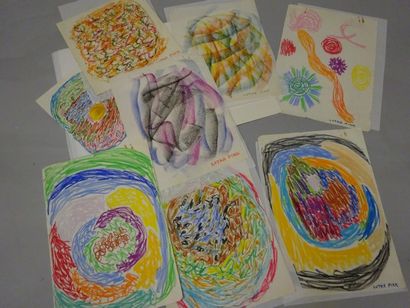 LUTKA-PINK (1906-1998) Ensemble de huits dessins au pastel ou au feutre sur papier.

Petits...