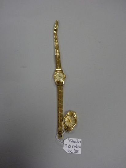 null Lot comprenant : 

- une montre bracelet de dame, boitier en or jaune (750),...