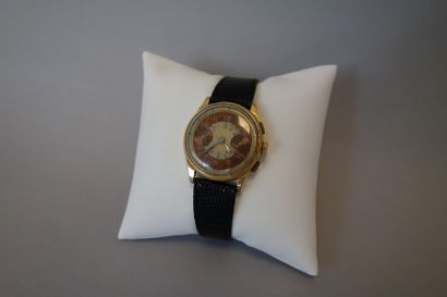 null Montre chronomètre bracelet d'homme, boitier rond en or jaune (750), cadran...