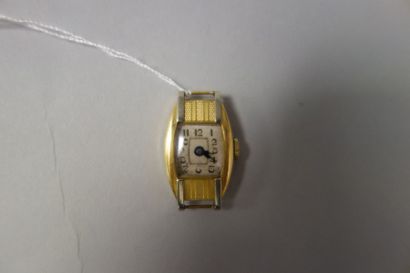 null Boitier de montre de dame de forme tonneau en ors jaune et gris (750), cadran...