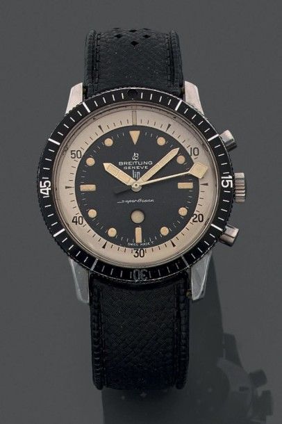 BREITLING "SUPEROCEAN" pour LIPMontre chronographe en acier, cadran bicolore avec...