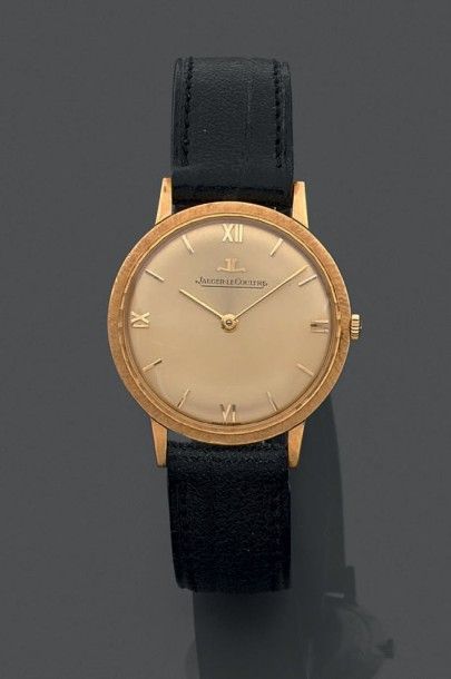 JAEGER LECOULTRE Montre bracelet d'homme en or (750), cadran doré rayonnant avec...