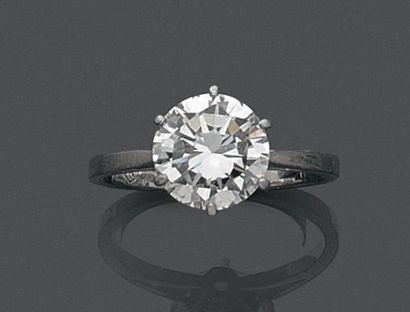null Bague en platine (950) et or gris (750) sertie d'un diamant taillé en brillant,...