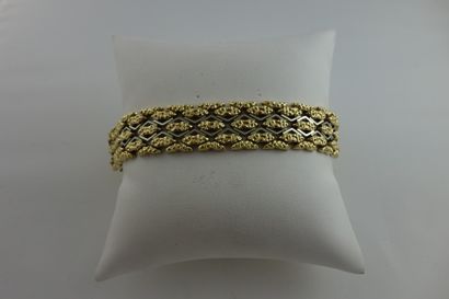 null Bracelet ruban à maillons géométriques articulés en or jaune et gris (750)....