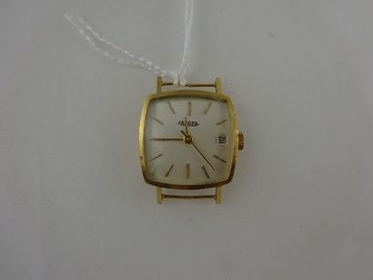 JAEGER Boitier de montre bracelet de dame en or jaune (750). Cadran à guichet dateur...