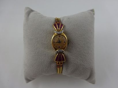 null Montre bracelet de dame: 

Boitier ovale en or jaune (750) et platine (950)...