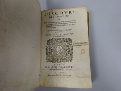 Jean PILLEHOTTE Jean PILLEHOTTE, 

Discours des Sorciers, 

Lyon, 1602. 

1 volume,...