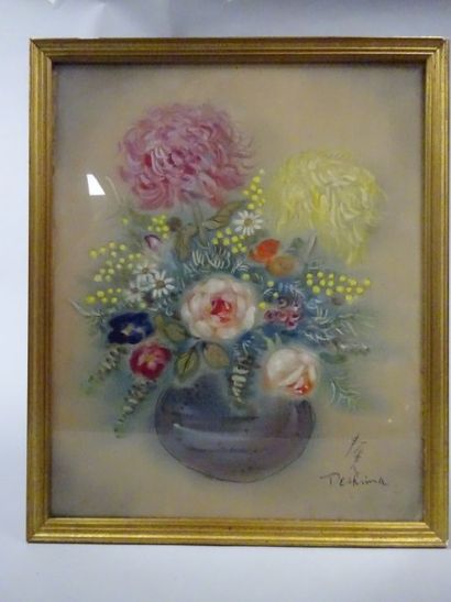 SHUKO DESHIMA (XXème SIECLE) SHUNKO DESHIMA (XXème siècle)
Deux bouquets de fleurs.
Gouaches...