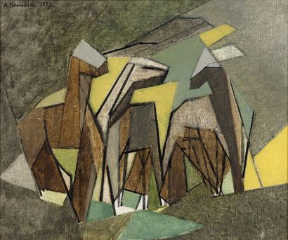 André BEAUDIN (1895-1979) 
Composition. [19]53.
Huile sur toile.
Signée et datée...