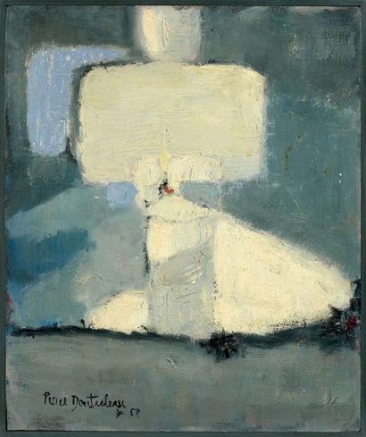 Pierre DOUTRELEAU (Né en 1938) 
Composition. [19]58.
Huile sur toile marouflée sur...