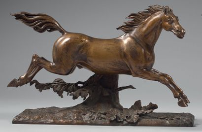 Pierre-Jules Mene (1810-1879) 
Cheval au galop.
Epreuve en bronze à patine mordorée...
