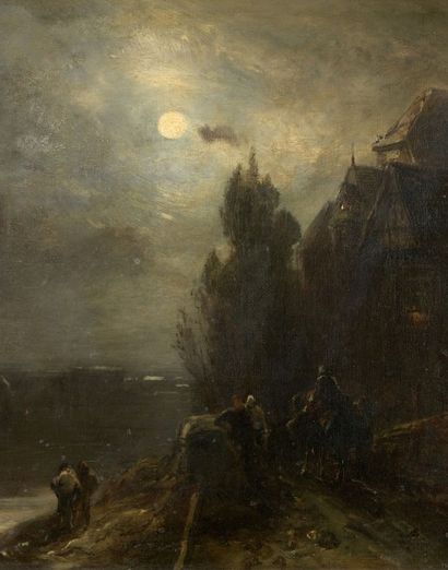 Johan-Barthold JONGKIND (1819-1891) 
Vue du port d'Anvers. [18]53.
Huile sur toile,...