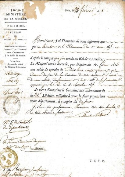BONAPARTE (Napoléon) Réunion de 2 brevets de Lieutenant et souslieutenant, signés...