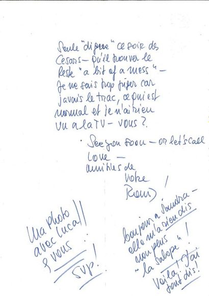 SCHNEIDER (Romy) Réunion de 2 lettres autographes, signées du prénom à Georges BEAUNE....