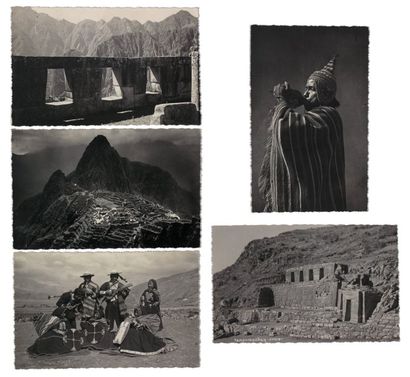 PEROU Machu Pichu, portraits d'indiens du Pérou, etc.... c.1935/50. Cinq tirages...