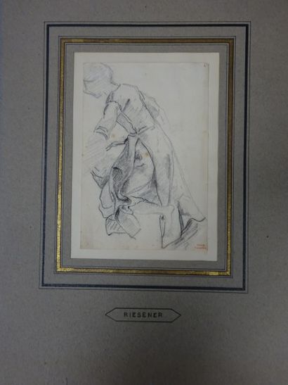 Léon Louis RIESENER (1808-1878) 

Etude de femme.

Fusain sur papier, cachet de la...
