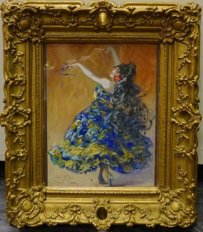 René Louis PEAN (1875-1945) 

La danseuse de flamenco, aquarelle et gouache sur papier,...