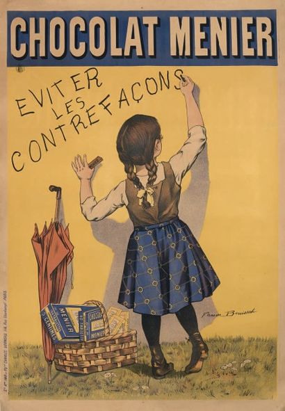 Firmin Etienne BOUISSET (1859 - 1925) Chocolat Menier: fillette écrivant sur un mur.
Affiche...