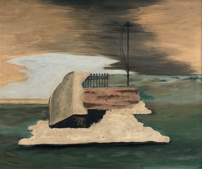 Jean Lurçat (1892 - 1965) Paysage surréaliste, 1928.
Huile sur bois.
Signée en bas...