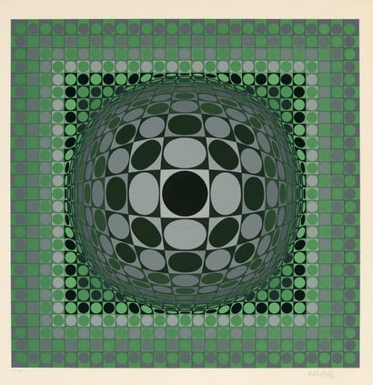 Victor VASARELY (1906 - 1997) Composition cinétique.
Sérigraphie en couleurs.
Epreuve...