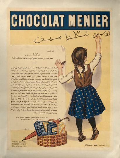 Firmin Etienne BOUISSET (1859 - 1925) Chocolat Menier: fillette écrivant sur un mur.
Variante...