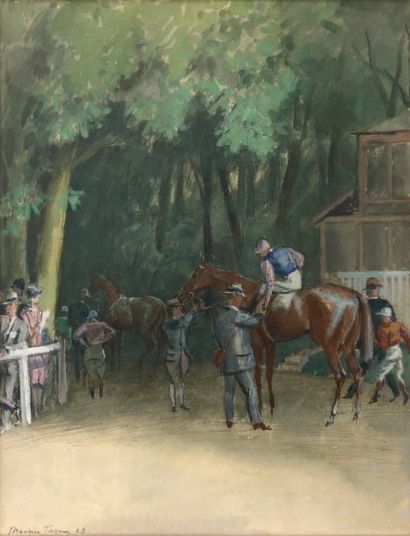 Maurice TAQUOY (1878 - 1952) Saint-Cloud. Paddock, 1928.
Aquarelle et gouache sur...