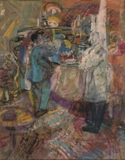 Farid AOUAD (1924 - 1982) Au comptoir.
Pastel sur papier
Signé en bas à droite.
31...