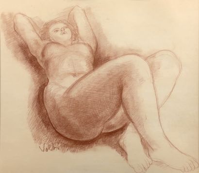 Antoniucci VOLTI (1915 - 1989) Femme nue.
Sanguine sur papier.
Signée en bas à gauche.
42...