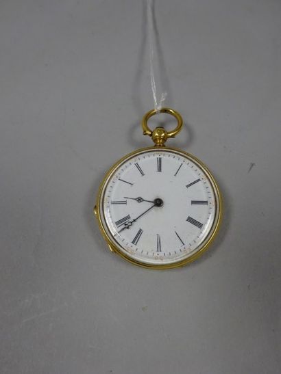 null Montre de col en or jaune (750), couvercle à motif de cartouche stylisé sur...