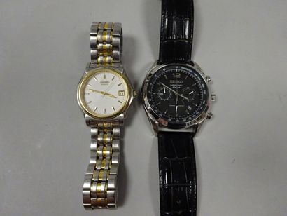 SEIKO Lot de deux montres bracelets d'homme.