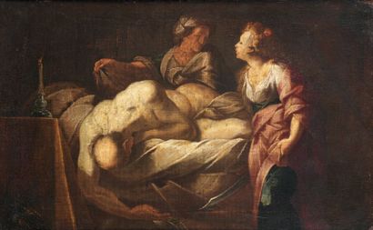ECOLE ITALIENNE (Lombarde), première moitié du XVIIème siècle Judith et sa servante...