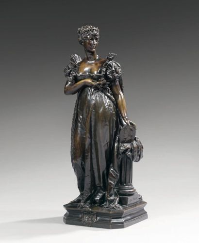 Vital-Gabriel DUBRAY (1813-1892) Joséphine de Beauharnais. Sculpture en bronze à...