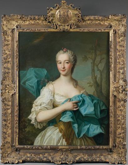 Entourage de NATTIER, ECOLE FRANCAISE du XVIIIème siècle Portrait de femme dans un...