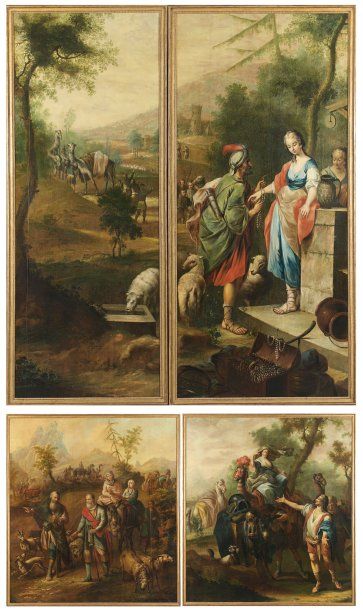 ECOLE ALLEMANDE du XVIIIème siècle Trois scènes inspirées de la Genèse : 1 - 1) La...