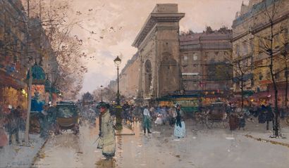 Eugène GALIEN-LALOUE (1854-1941) Paris, les boulevards au niveau de la porte Saint-Martin....