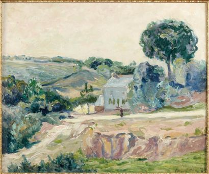 Maxime MAUFRA (1861-1918) Paysage de Bretagne, 1916. Huile sur toile, signée en bas...