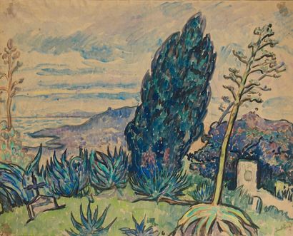 Jean PESKÉ (1870-1949) "Paysage, 1912". Aquarelle signée et datée en bas à droite....