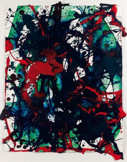 Sam Francis (1923-1994) "From the dark, 1989". Acrylique sur papier. Au dos porte...